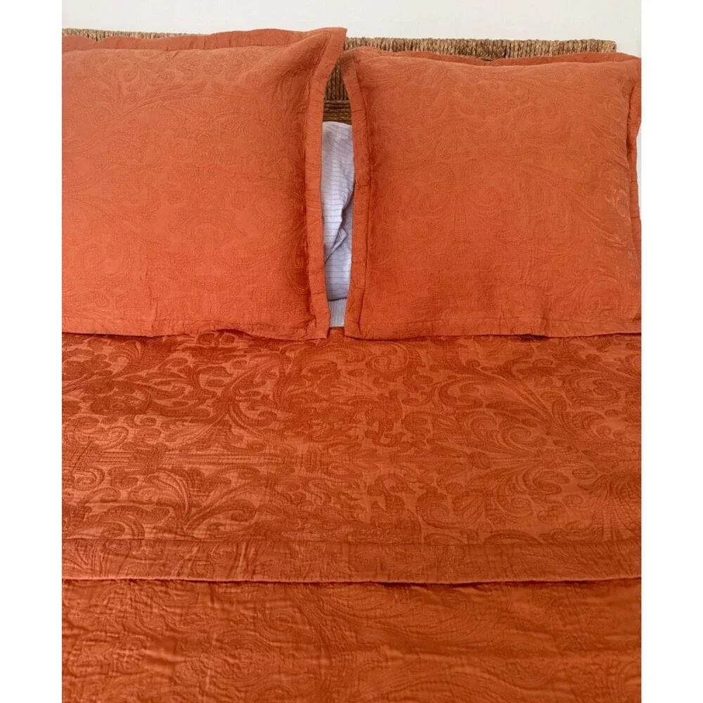 MSRP $1,800 Celso de Lemos BRAGA Egyptian Cotton Pillow and Bed Covers Caramel